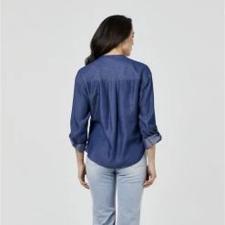 Khoko Denim Indigo Tencel Shirt Bleach Wash -women's clothing Sales 622402 C 1980 14 3