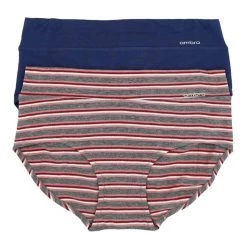 Ambra Smooth Lines Midi Brief 2 Pack Grey & Blue