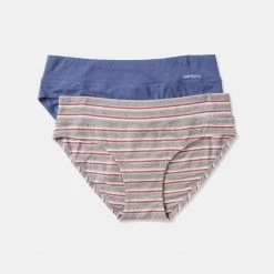 Ambra Smooth Lines Bikini 2 Pack Grey & Blue