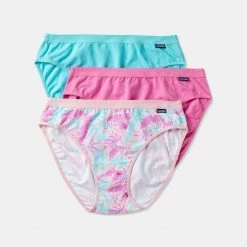 Underworks Hi Cut 3 Pack Green & Pink