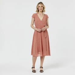 Leona Edmiston Ruby Pleat Picnic Dress Tan & Black -women's clothing Sales 623002 C 1250 69