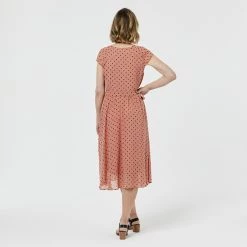 Leona Edmiston Ruby Pleat Picnic Dress Tan & Black -women's clothing Sales 623002 C 1250 69 3