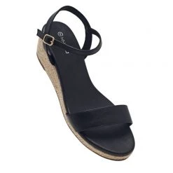 Khoko Esther Women's Rope Wedge Sandal Black