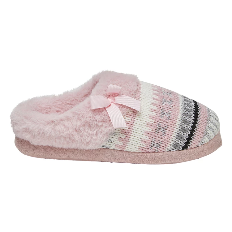Sash & Rose Women's Lurex Knit Bow Scuff Slipper Gift Boxed Pink 6 Sash & Rose Women's Lurex Knit Bow Scuff Slipper Gift Boxed Pink - Image 4