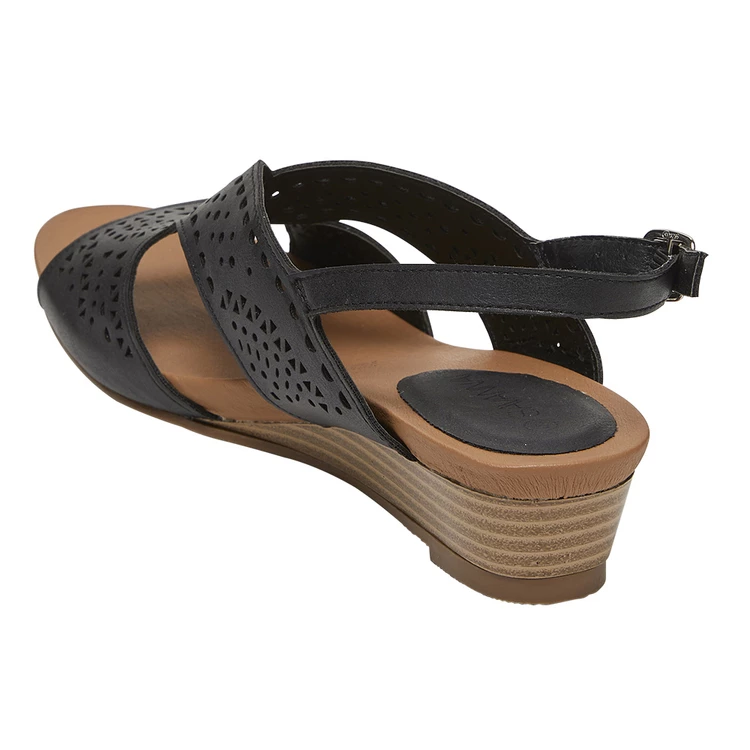 Savannah Katie Women's Laser Cut Low Wedge Sandal Black 5 Savannah Katie Women's Laser Cut Low Wedge Sandal Black - Image 3