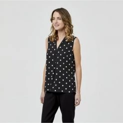 Jane Lamerton Spot Woven Top Black & White Spot -women's clothing Sales 623224 C 1007 53 2