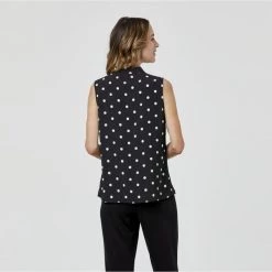 Jane Lamerton Spot Woven Top Black & White Spot -women's clothing Sales 623224 C 1007 53 3