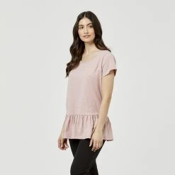 Khoko Collection BCI Cotton Tiered Hem Tee Mauve 8 Khoko Collection BCI Cotton Tiered Hem Tee Mauve -women's clothing Sales 623654 C 0530 52 2