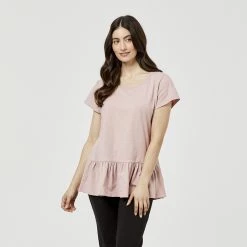 Khoko Collection BCI Cotton Tiered Hem Tee Mauve 9 Khoko Collection BCI Cotton Tiered Hem Tee Mauve -women's clothing Sales 623654 C 0530 52