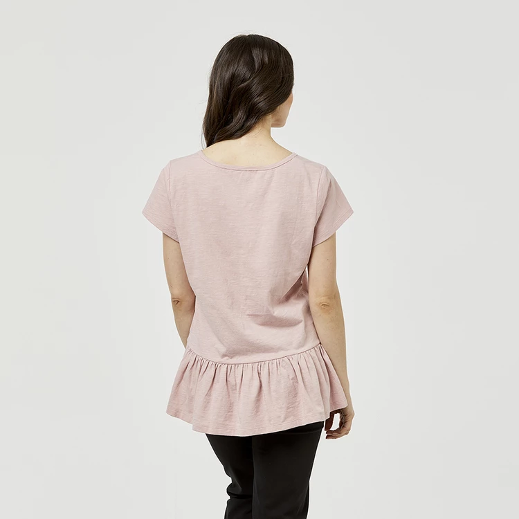 Khoko Collection BCI Cotton Tiered Hem Tee Mauve 4 Khoko Collection BCI Cotton Tiered Hem Tee Mauve - Image 2