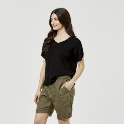 Khoko Denim Linen Blend Tee Black -women's clothing Sales 623658 C 0001 00 2