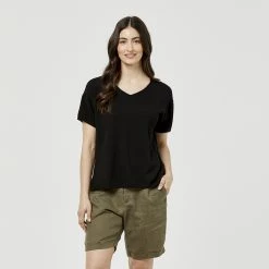Khoko Denim Linen Blend Tee Black -women's clothing Sales 623658 C 0001 00