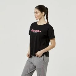 Lotto Women's Logo Tee Black -women's clothing Sales 623824 C 0001 00 2