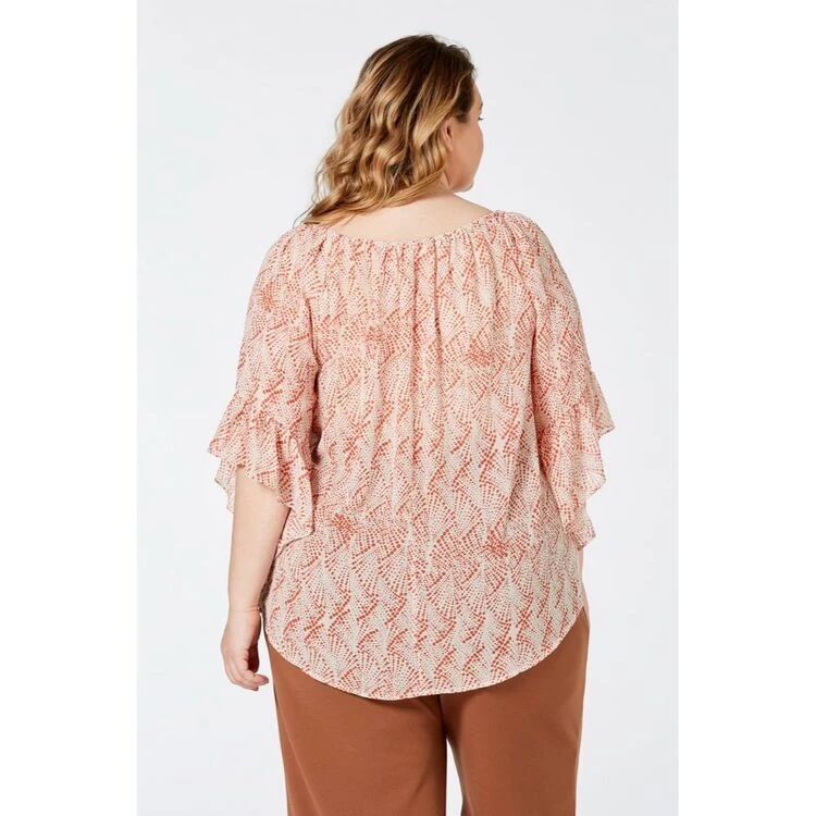 Khoko Plus Smock Top Georgette Brown & Fan 4 Khoko Plus Smock Top Georgette Brown & Fan - Image 2