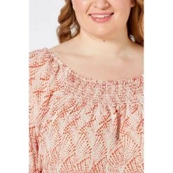 Khoko Plus Smock Top Georgette Brown & Fan