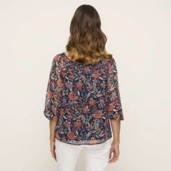 Jane Lamerton Versatile Party Top Navy & Print -women's clothing Sales 624449 C 1412 04 2