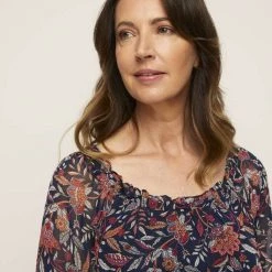 Jane Lamerton Versatile Party Top Navy & Print