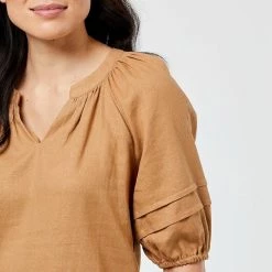 JB Jayson Brunsdon Puff Sleeve Top Tan
