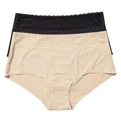 Sash & Rose Bonded Lace Waist Full Brief 3 Pack Black & Beige -women's clothing Sales 624562 C 1005 12