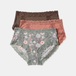 Sash & Rose Micro Lace Full Brief 3 Pack Mocha