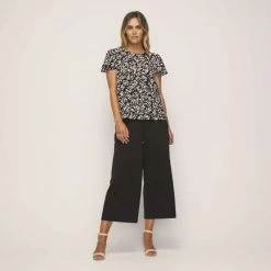 Khoko Smart Fan Sleeve Top Black Ditsy 17 Khoko Smart Fan Sleeve Top Black Ditsy -women's clothing Sales 624789 C 0001 24