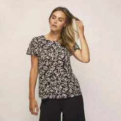 Khoko Smart Fan Sleeve Top Black Ditsy 13 Khoko Smart Fan Sleeve Top Black Ditsy -women's clothing Sales 624789 C 0001 24 5