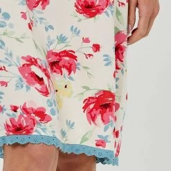 Sash & Rose Woven Lace Hem Nightie Ivory & Rose