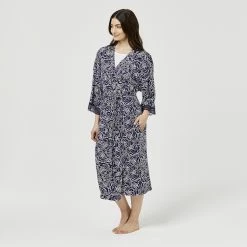 Sash & Rose Jersey Kimono Gown Navy & Ivory -women's clothing Sales 624818 C 1411 41 2