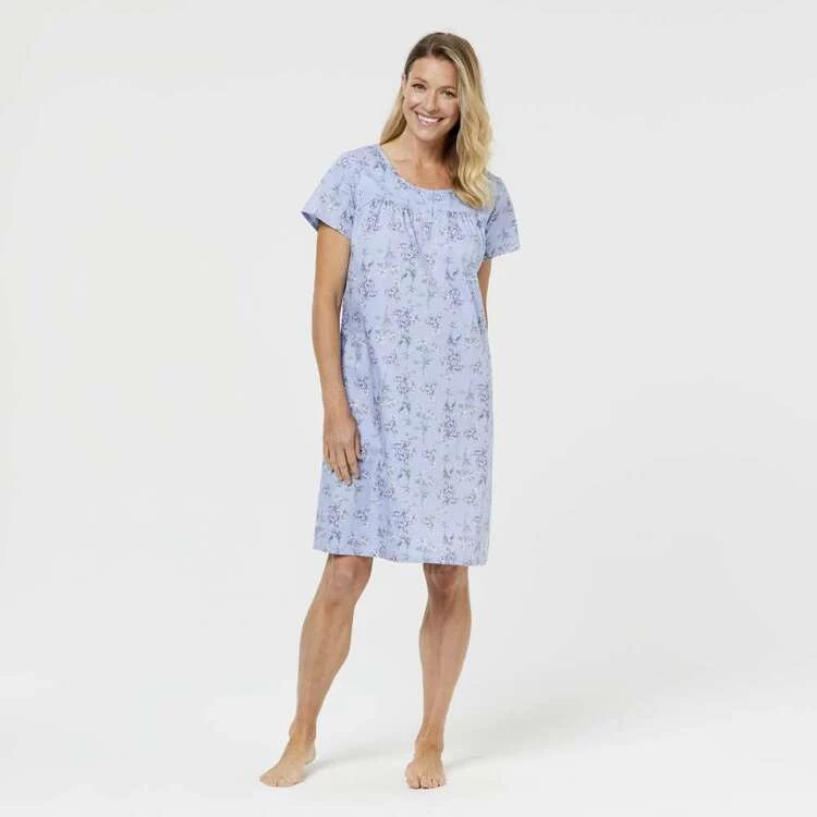 Sash & Rose Traditional Woven Cotton Nightie Blue & Floral 6 Sash & Rose Traditional Woven Cotton Nightie Blue & Floral - Image 4