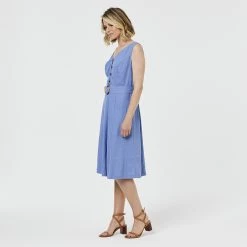 Khoko Smart Belted Button Dress Cornflower -women's clothing Sales 624866 C 0431 28 2