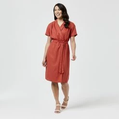 Khoko Smart Linen Dress Terra -women's clothing Sales 624869 C 0801 46