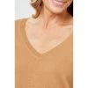 Khoko Collection Vee Neck Knit Caramel -women's clothing Sales 625138 C 0260 21 4