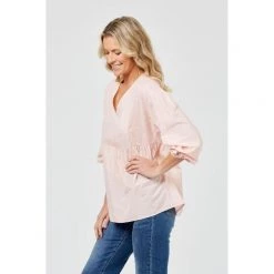 Khoko Collection Cotton Peasant Blouse Peach -women's clothing Sales 625139 C 0681 45 2