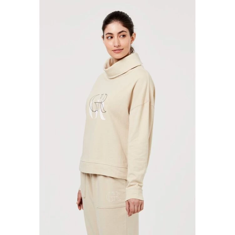 GR Giaan Rooney Funnel Neck Logo Sweat Stone 5 GR Giaan Rooney Funnel Neck Logo Sweat Stone - Image 3