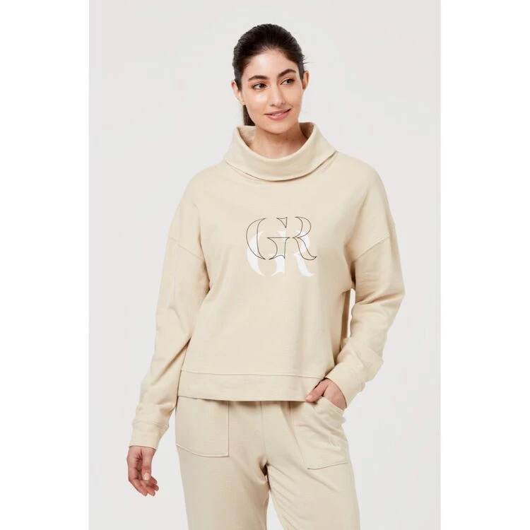 GR Giaan Rooney Funnel Neck Logo Sweat Stone 6 GR Giaan Rooney Funnel Neck Logo Sweat Stone - Image 4