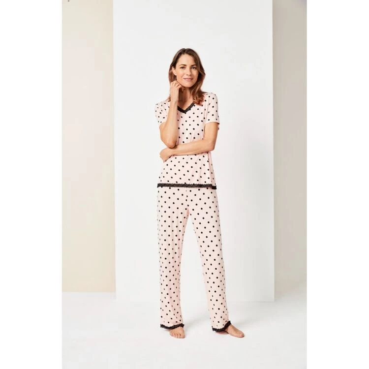 Jane Lamerton Spot Lace Sleep Tee Peach 3 Jane Lamerton Spot Lace Sleep Tee Peach