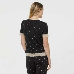 Jane Lamerton Spot Lace Sleep Tee Beige & Black -women's clothing Sales 625386 C 1250 02 3
