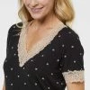 Jane Lamerton Spot Lace Sleep Tee Beige & Black -women's clothing Sales 625386 C 1250 02 4