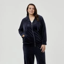 Khoko Plus Velour Zip Hoodie Indigo -women's clothing Sales 625399 C 0401 32 2