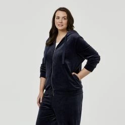 Khoko Plus Velour Zip Hoodie Indigo -women's clothing Sales 625399 C 0401 32 3