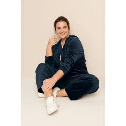 Khoko Plus Velour Wide Leg Trackpant Indigo