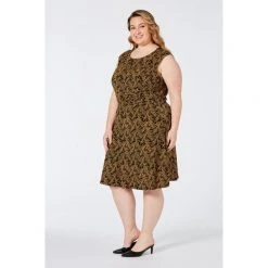 Khoko Plus Fit And Flare Dress Leaf Print -women's clothing Sales 625519 C 1330 10 2