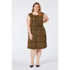 Khoko Plus Fit And Flare Dress Leaf Print -women's clothing Sales 625519 C 1330 10
