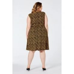 Khoko Plus Fit And Flare Dress Leaf Print -women's clothing Sales 625519 C 1330 10 3