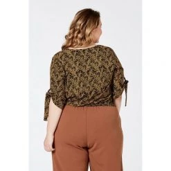 Khoko Plus Shirred Waist Top Leaf Print -women's clothing Sales 625520 C 1330 10 3