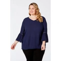 Khoko Plus Lace Insert Top Navy 9 Khoko Plus Lace Insert Top Navy -women's clothing Sales 625522 C 0410 00
