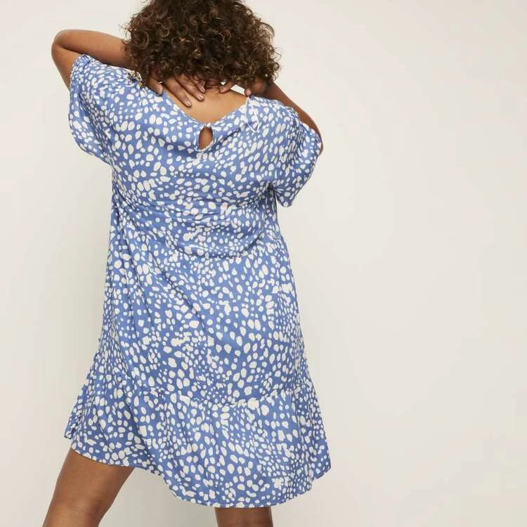 Khoko Plus Smock Tunic Dress Blue Print 4 Khoko Plus Smock Tunic Dress Blue Print - Image 2