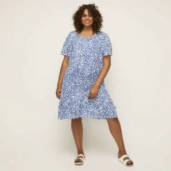 Khoko Plus Smock Tunic Dress Blue Print 7 Khoko Plus Smock Tunic Dress Blue Print -women's clothing Sales 625553 C 1400 76