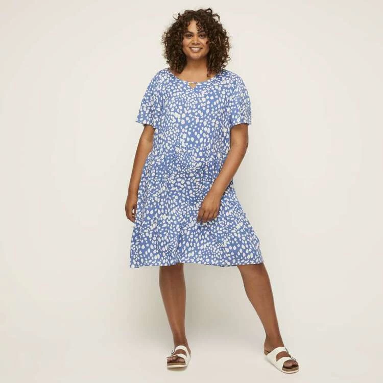 Khoko Plus Smock Tunic Dress Blue Print 5 Khoko Plus Smock Tunic Dress Blue Print - Image 3
