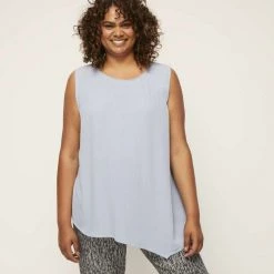 Khoko Plus Hanky Hem Tank Blue -women's clothing Sales 625555 C 0400 00